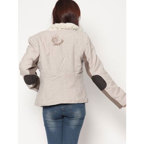 Desigual Jacket Wool Chunky Knit Faux Fur Art to Wear Boho Fall Winter Size 8 - Picture 3 of 16